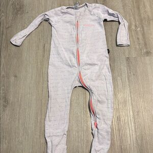 Bonds Kids One Piece Footie - Soft Gray with Coral Accents